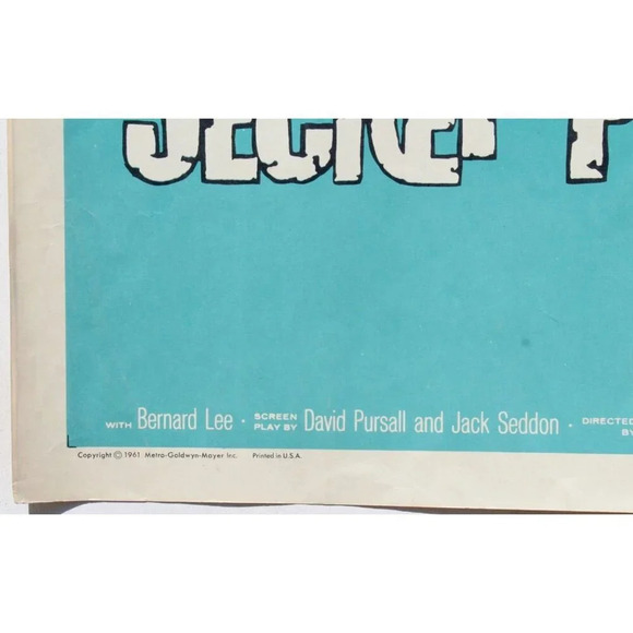 Vtg 1961 THE SECRET PARTNER Movie Poster Litho STEWART GRANGER HAYA HARAREET - Picture 3 of 5